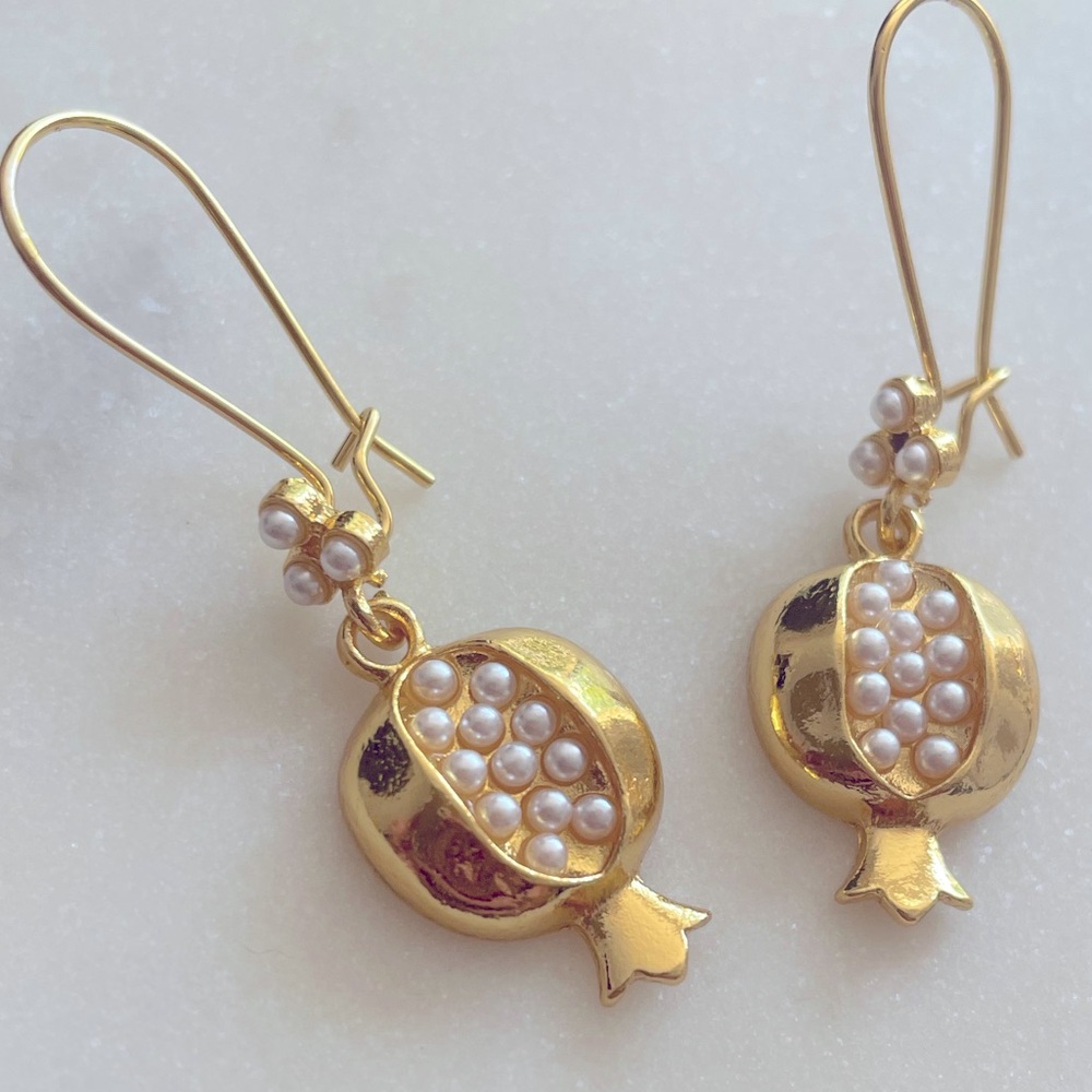 Gold Pomegranate dangle earrings